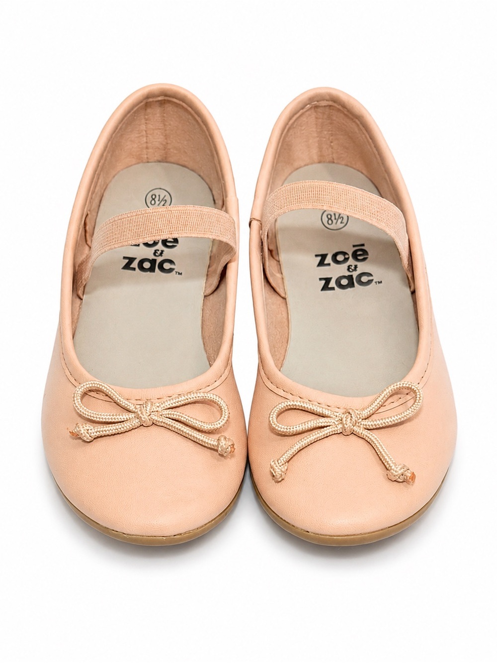 Zoe & Zac Girls Blush Pink Mary Jane Ballet Flats with Bow Size 8.5
